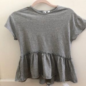 GAP girls grey blouse with ruffles.
